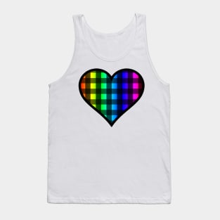 Black and Rainbow Buffalo Plaid Heart Tank Top